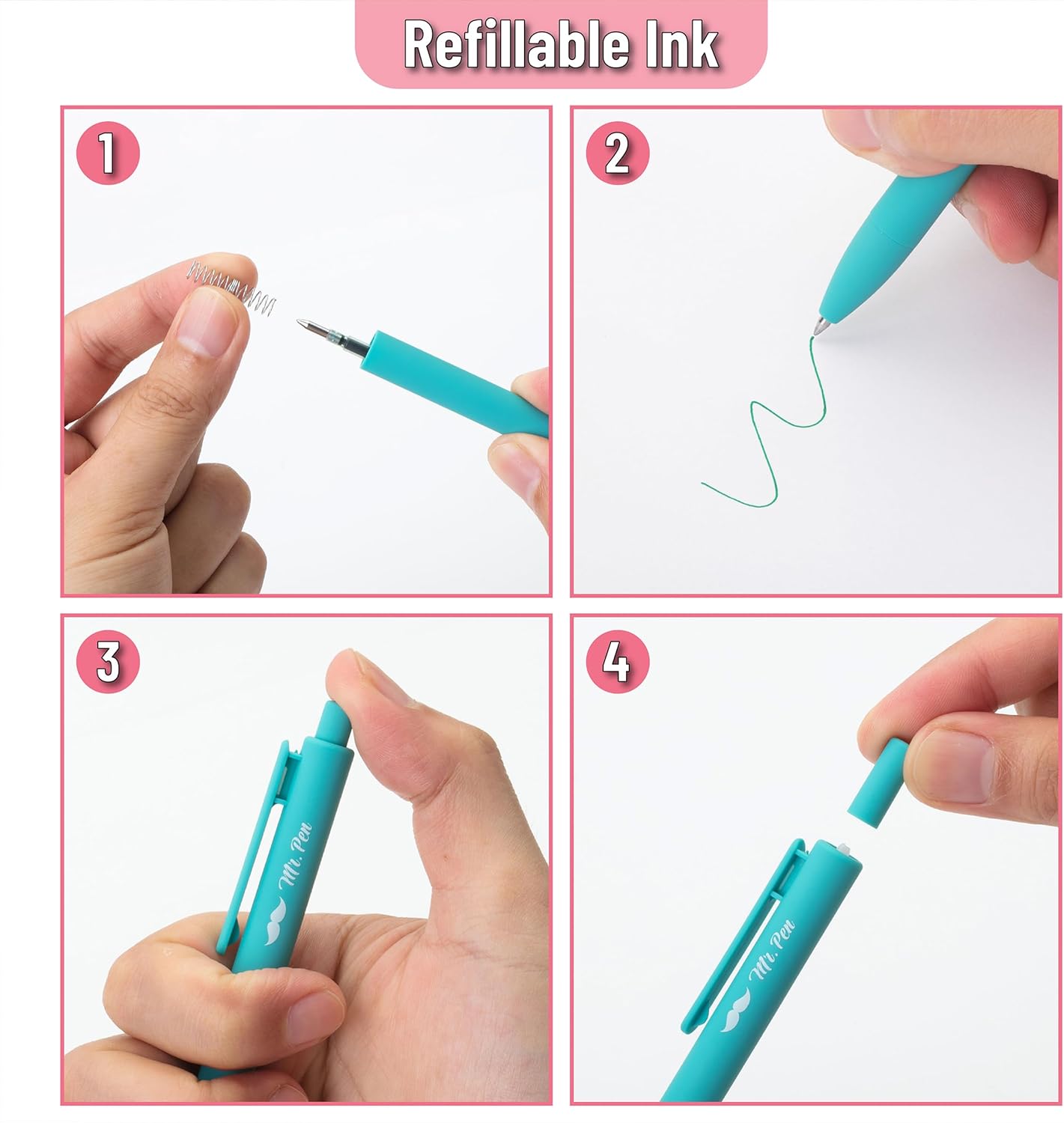 Mr. Pen- Retractable Gel Pens, 12 Pack, Colorful Ink, Fine Point 0.7mm, Fast Dry, Smooth Writing, Cute Pens for Drawing, Writing Planner and School Supplies