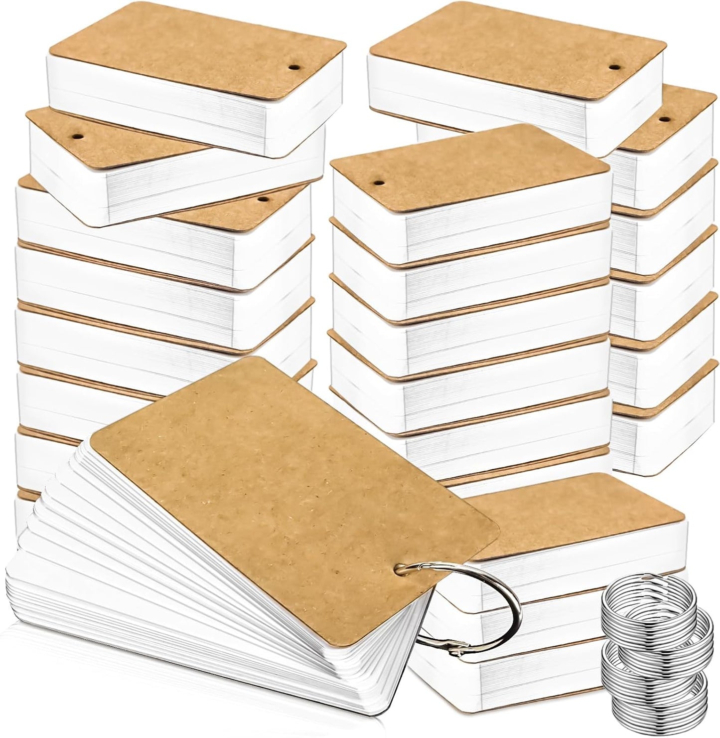MotBach 300 Pcs Flash Cards 2x3 Inch Index Cards with Ring Lined Note Card Bood Flashcards, Mini Blank Flash Cards 2x3 White Card Pad Index Note Bood 2 x 3 Notecards for Studying School Supply College