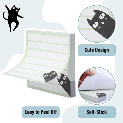 Mr. Pen- Black Cat Sticky Notes Set, 3" x 3", 6 Pads, 480 Sheets, Black Cat Sticky Notes, Memo Pads, Self-Stick Note Pad for Office, School, Home, Study & Organization