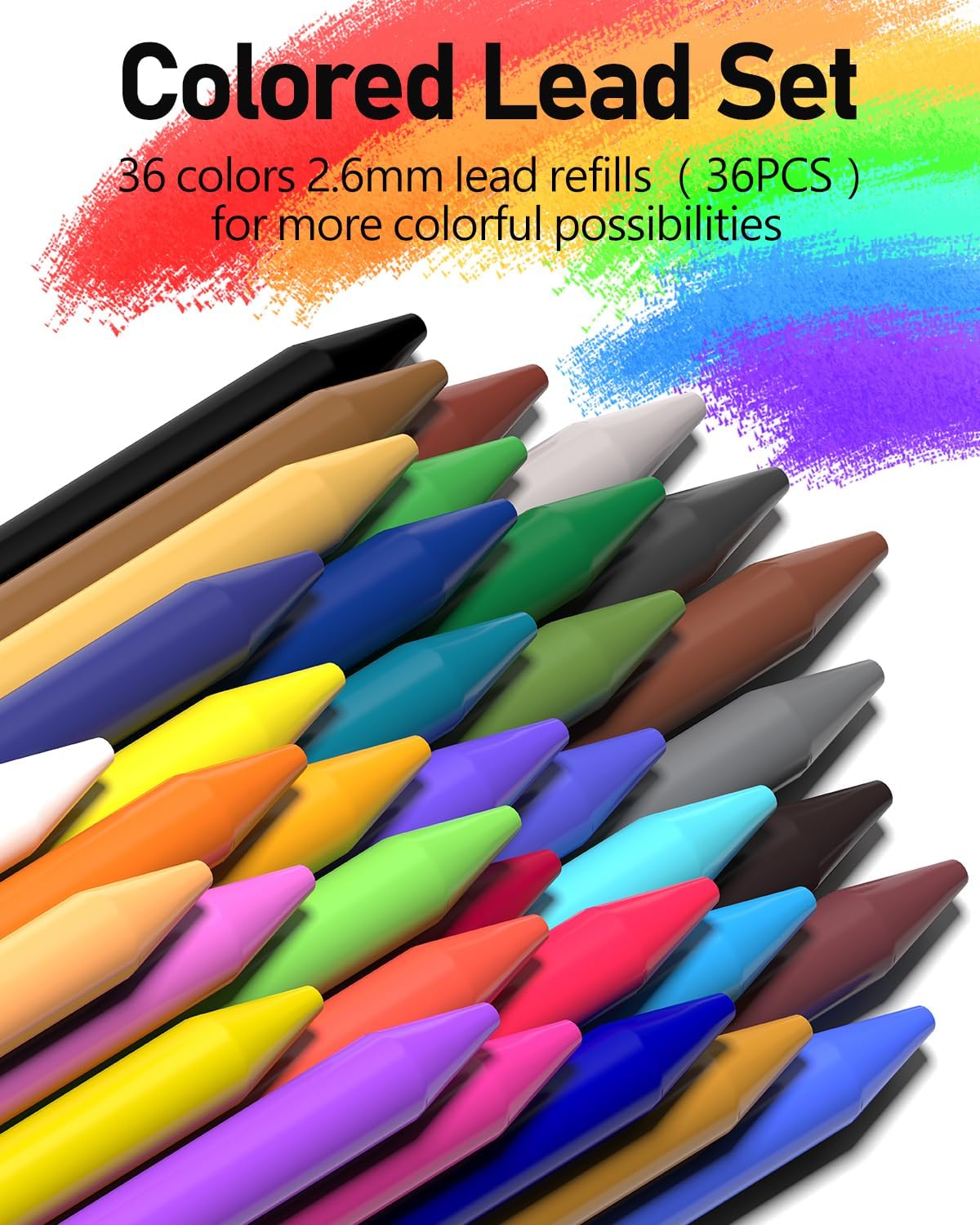Four Candies Mechanical Colored Pencils, Erasable Mechanical Pencils with Sharpener and Bag, Aesthetic Drafting Tools Ideal for Both Beginners 2.6mm, 36PCS