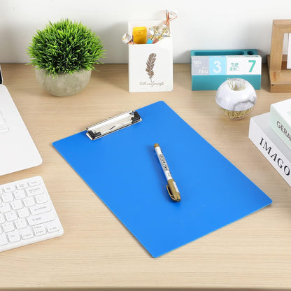 Chinco 22 Pieces Plastic Clipboards Multi Pack Hanging Low Clip Clipboards Letter Size Cute Portable Clip Board for Teacher Classroom Office Supplies(Blue Style)