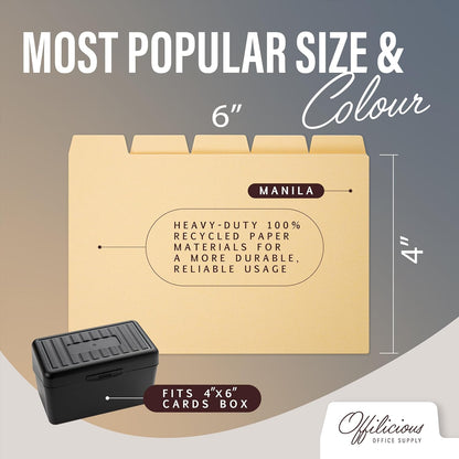 25 Heavyweight Manila Index Card Box Dividers - 3x5 with Tabs & 108 Stickers, Monthly & Recipe Guides, Greeting Card Dividers