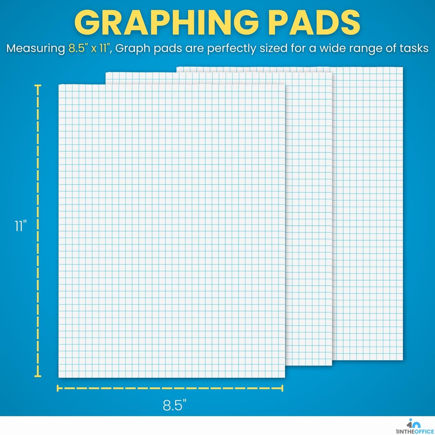 1InTheOffice Graph Pads, 8.5" x 11", Quadrille Pad 8.5 x 11, 50 Sheets/Pad (6 Pack)