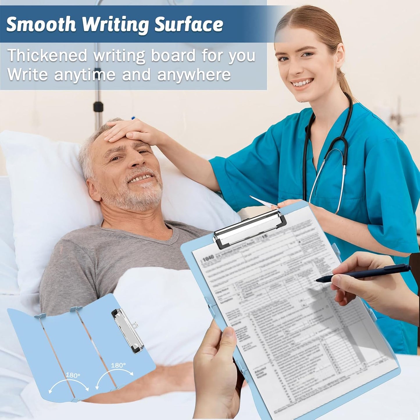 Nursing Clipboard Foldable Clipboard Medical: Edition Cheat Sheets Aluminum 3 Layers Foldable Clipboards Nursing Pocket Size Profile Clip Nurse Clipboards Notepad for Nurses Students and Doctors