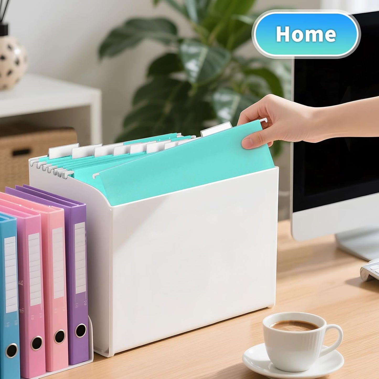 25-Pack Green Hanging File Folders, Letter Size (8.5" x 11") with 1/5-Cut Tabs,Includes 35 Transparent Label Cards & 50 Sticker Labels for Home & Office Organization
