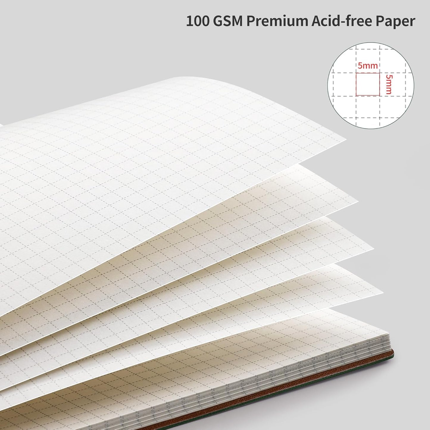 RETTACY Graph Grid Paper Notebook, 96 Pages, A4 Large Size (8.5'' x 11''), 5 Squares per Inch, Leather Softcover, 100 GSM Thick Paper, for School, Students, Math, Engineering (Navy Blue)