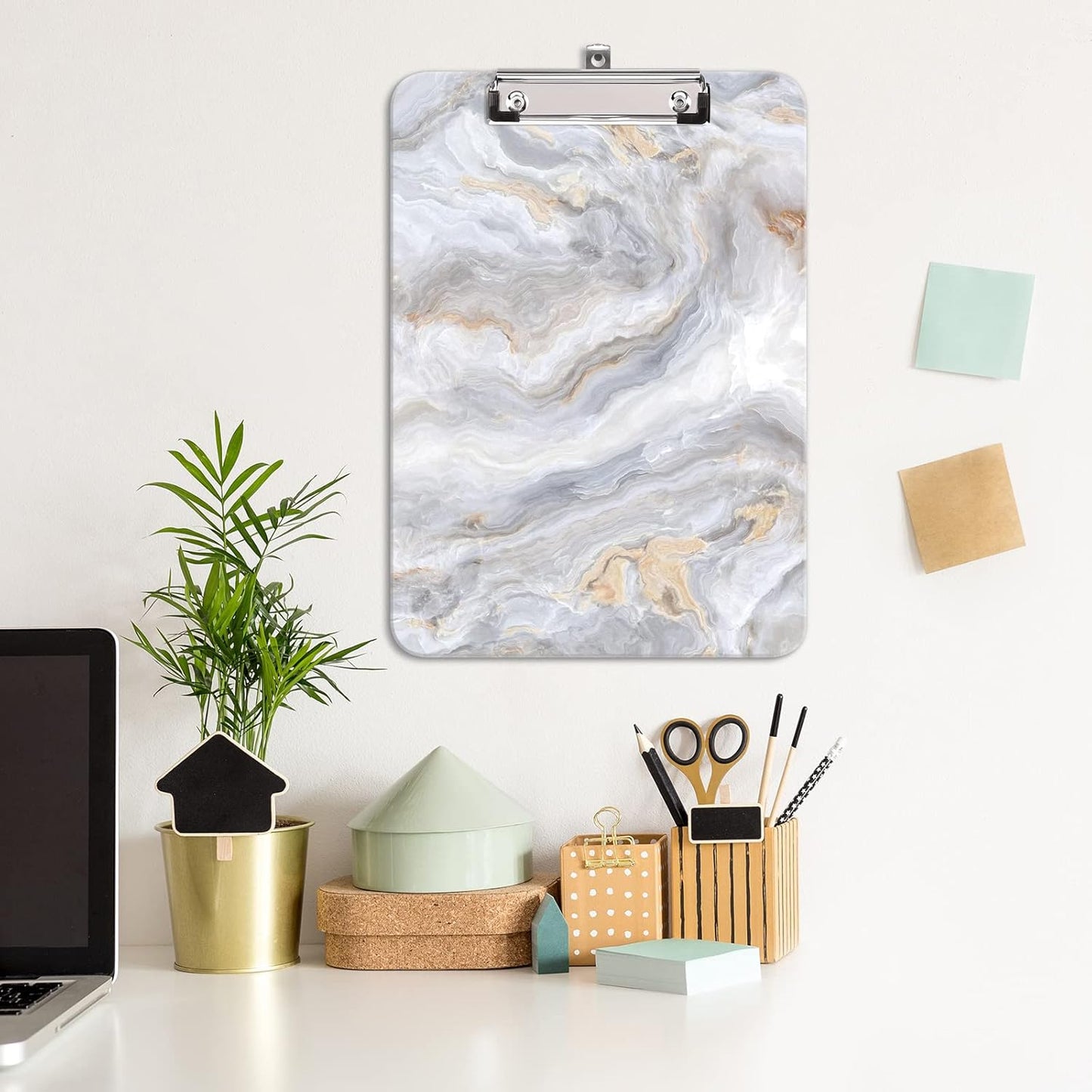 Hongri Plastic Cute Clipboard, Letter Size for Students, Teacher, Woman and Kids, Low Profile Clip, Decorative Pattern, Size 9 x 12.5 in, Dream Marble