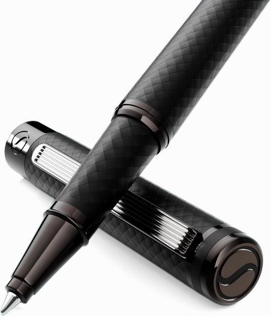 Scriveiner Midnight Blue Rollerball Pen - Stunning Blue Lacquer Luxury Pen, Chrome Finish, Schmidt Ink Refills, Men & Women, Professional, Executive Office, Nice Pen