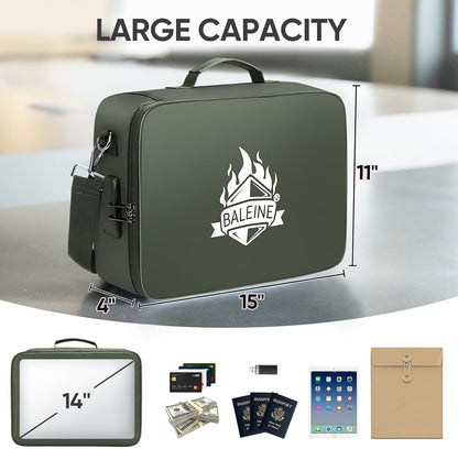 BALEINE Fireproof Document Box with Lock, Portable Fireproof Document Bag Waterproof Fire Proof File Boxes for Documents, File Organizer Box for Important Paperwork (Pink, 15''x11''x4'')