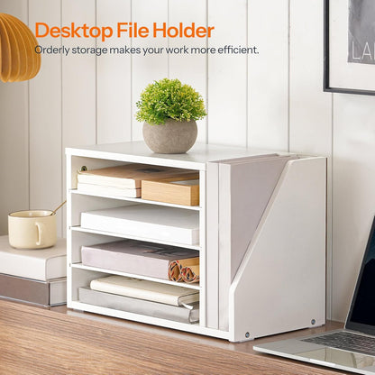HOOBRO Mail Sorter, Literature Organizer with Adjustable Shelves, Paper Organizer for Office, Home, Wood Countertop File Holders, Mails, Magazines, Rustic Brown FG41WF01
