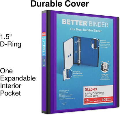 Staples Better Binder 2-Inch D-Ring View Binder, Reinforced Spine, Holds Up to 540 Sheets, Teal, for Office & School
