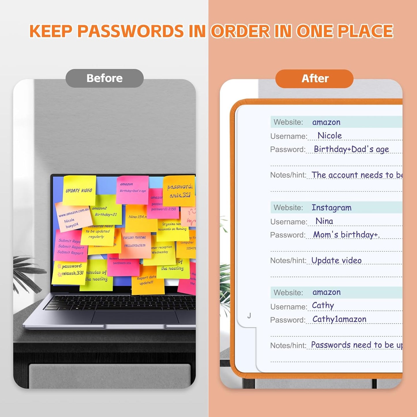 MOSA BEAR Password Keeper Book with Alphabetical Tabs，4.3"x5.7" Small Password Books for Seniors Password Notebook for Internet Website Address Log in Detail（Dark Blue）