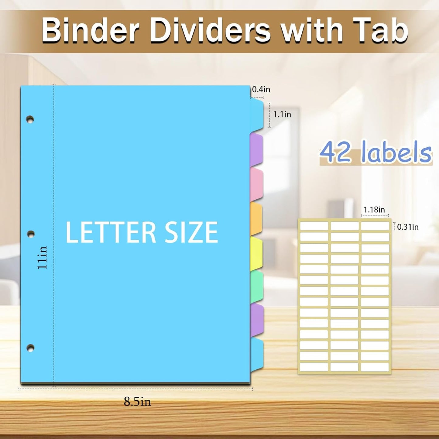Cute 5 Tab Binder Dividers with Tabs, Write&Erase Plastic Dividers for 3 Ring Binder, Multicolor, Ring Binder Dividers with Tabs for School Office,6 Sets(30pcs)