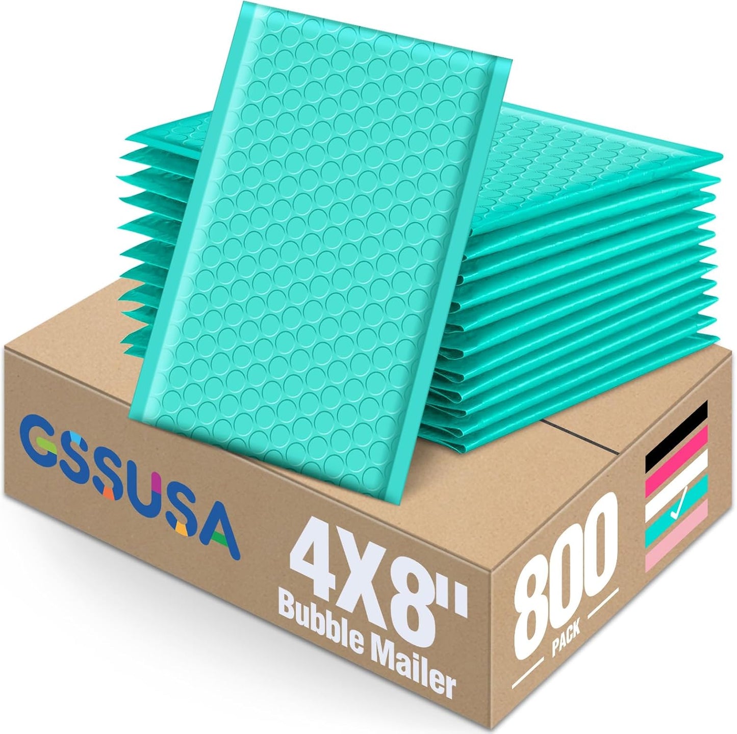 GSSUSA Black Bubble Mailers 4x8 Inches 50 Pack, Usable Size 4X7" Bubble Envelopes for Small Business, Padded Envelope, Shipping Mailers, Packaging Bags, Mailing Envelopes, Shipping Supplies