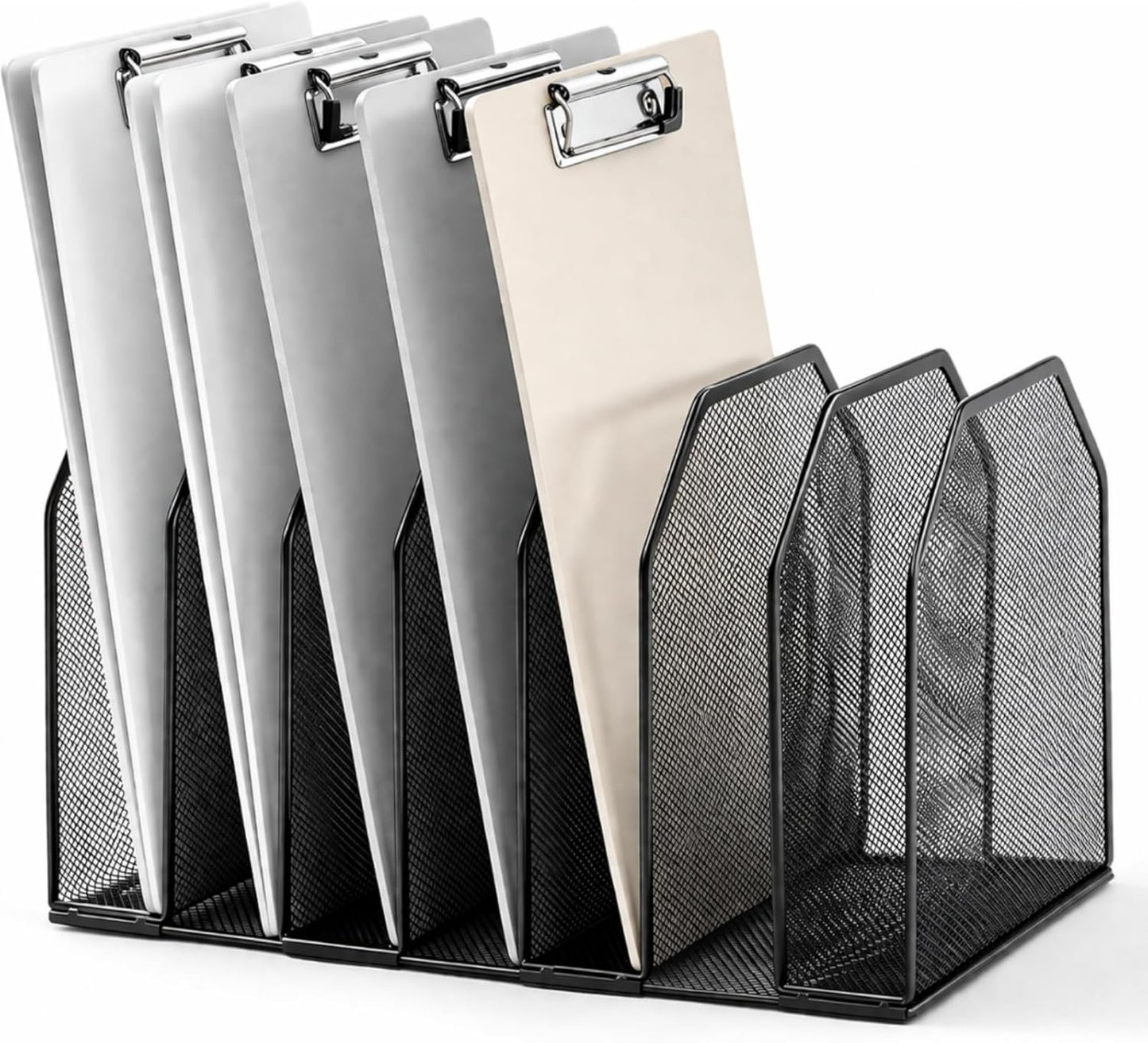 Sliner Clipboard Holder, Metal Clipboard Organizer, 7 Slot Desk File Organizer Storage Rack for Home, Office, Classroom Storage Organization Supplies, Black