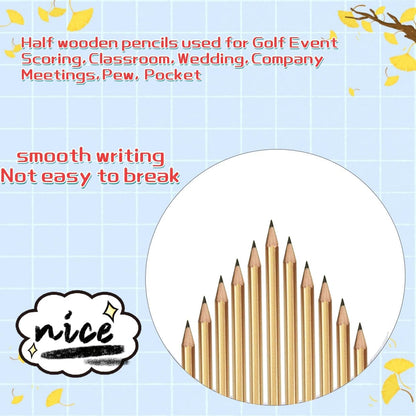Adhere 25pcs Golf Pencils with Eraser Pre sharpened Hexagon half Wooden Pencils Graphite 2B for Golf Event Scoring,Classroom,Wedding,Company Meetings,Pew, Pocket (Nature)