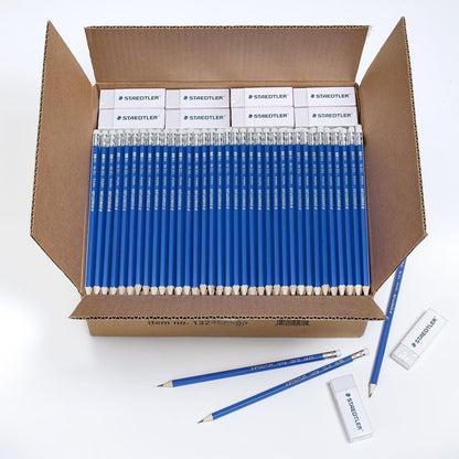STAEDTLER Norica #2 HB Wood-Cased Pencil Set: 18 Pre-Sharpened Graphite Pencils with 1 Eraser & 1 Sharpener, Break-Resistant Lead, For Writing & Drawing, Blue, Ideal for Classroom, Home & Office