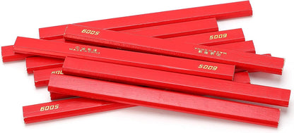 10Pcs Red Carpenter Pencils,170mm Flat Octagonal Carpentry Hard Construction Pencils, Wooden Lead Pencil, Flat Wooden Lead Carpenter for Wood Working Architect Marking(Red)