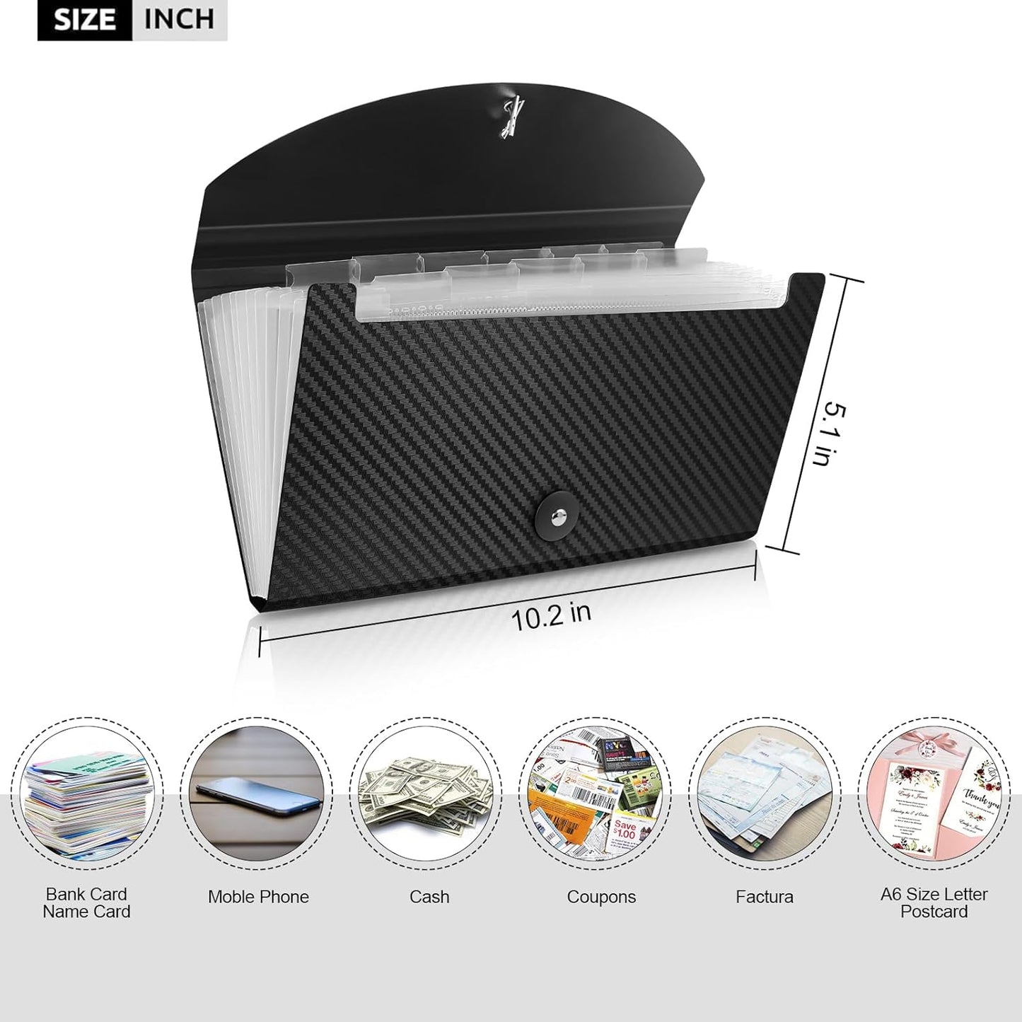 Expanding Accordion File Folder with Tabs and Elastic Closure, 13 Pocket File Organizer for A4 Documents, Receipt & Bill Organizer, Portable Document Holder for Home Office School Travel, Black 3 Pack