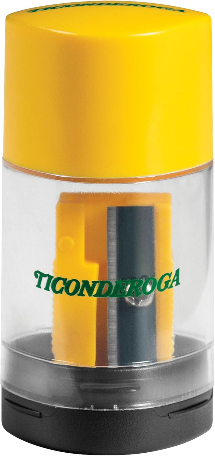 Ticonderoga Duo 2-in-1 Pencil Sharpener & Eraser, Yellow, 6 Count