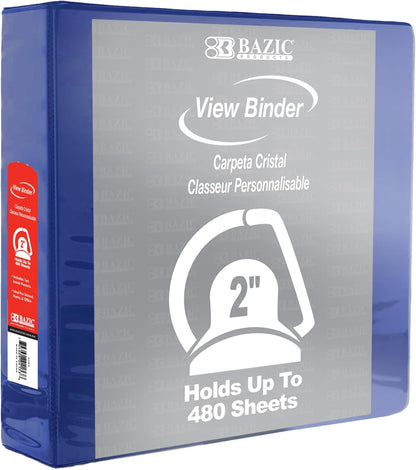 BAZIC Products 3 Ring Binder 2" View Binders Slant D Ring Organizer - Burgundy, Hold 480 Sheets Paper, for School Office Home, 1-Count