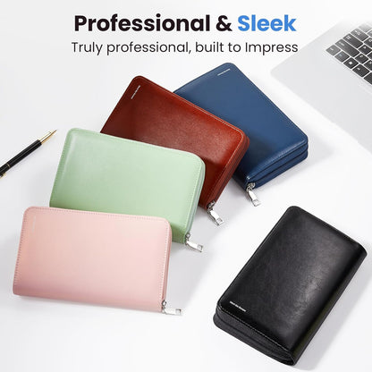 Sooez Leather Professional Business Card Book Holder Organizer, 240 Capacity Credit Card Booklet, PU Name Cards Holder Storage File for Men Women, 7.7 x 4.5 Inch, Black