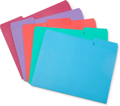 File Folder, 1/3 Cut Tab, Letter Size, Yellow, Great for Organizing and Easy File Storage, 100 Per Box