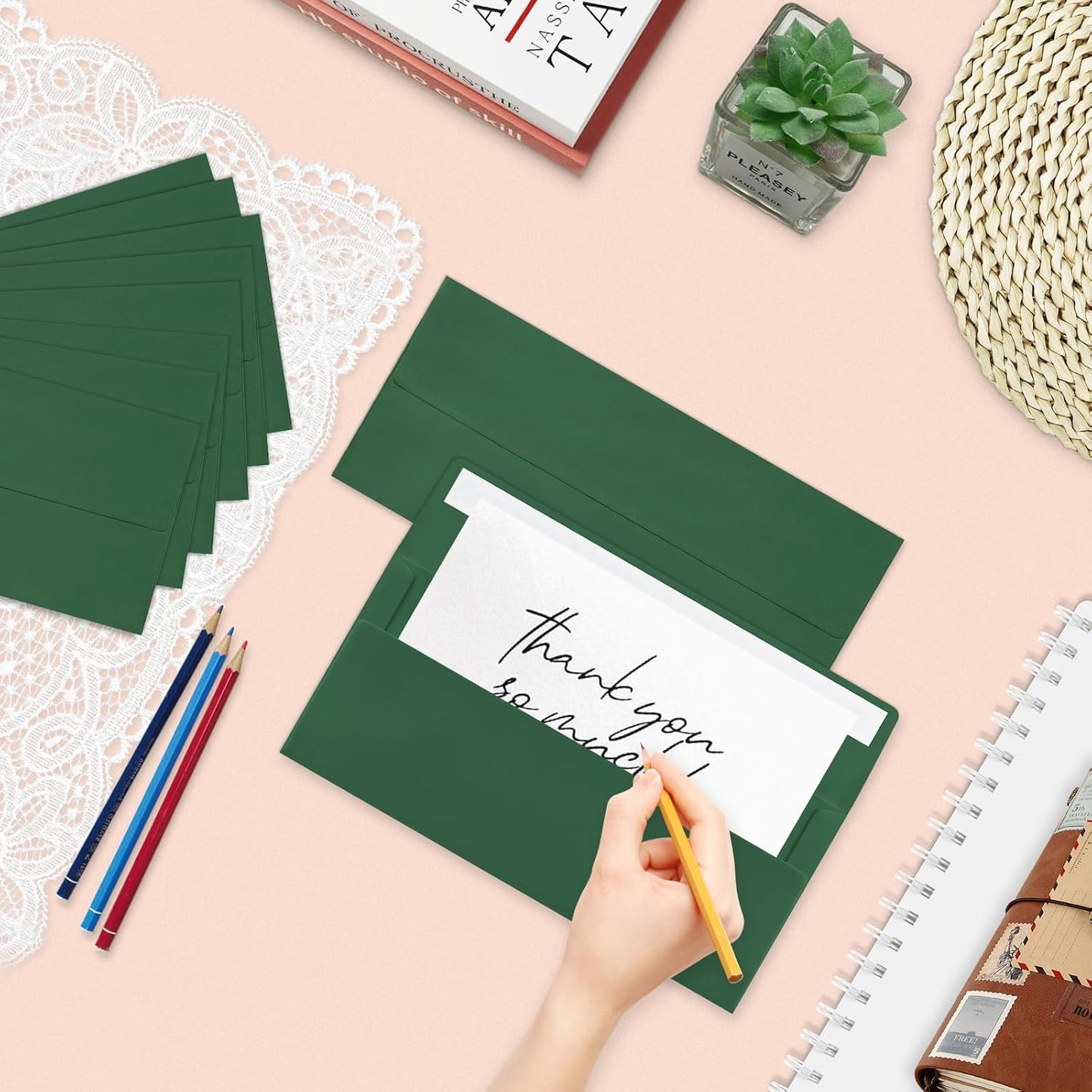 50 Pack #10 Business Envelopes, Sage Green Standard Envelopes Self Seal, Letter Size Mailing Envelopes for Checks Letters Invoices Statements Birthday Graduation Wedding, 4 1/8 x 9 1/2 Inch