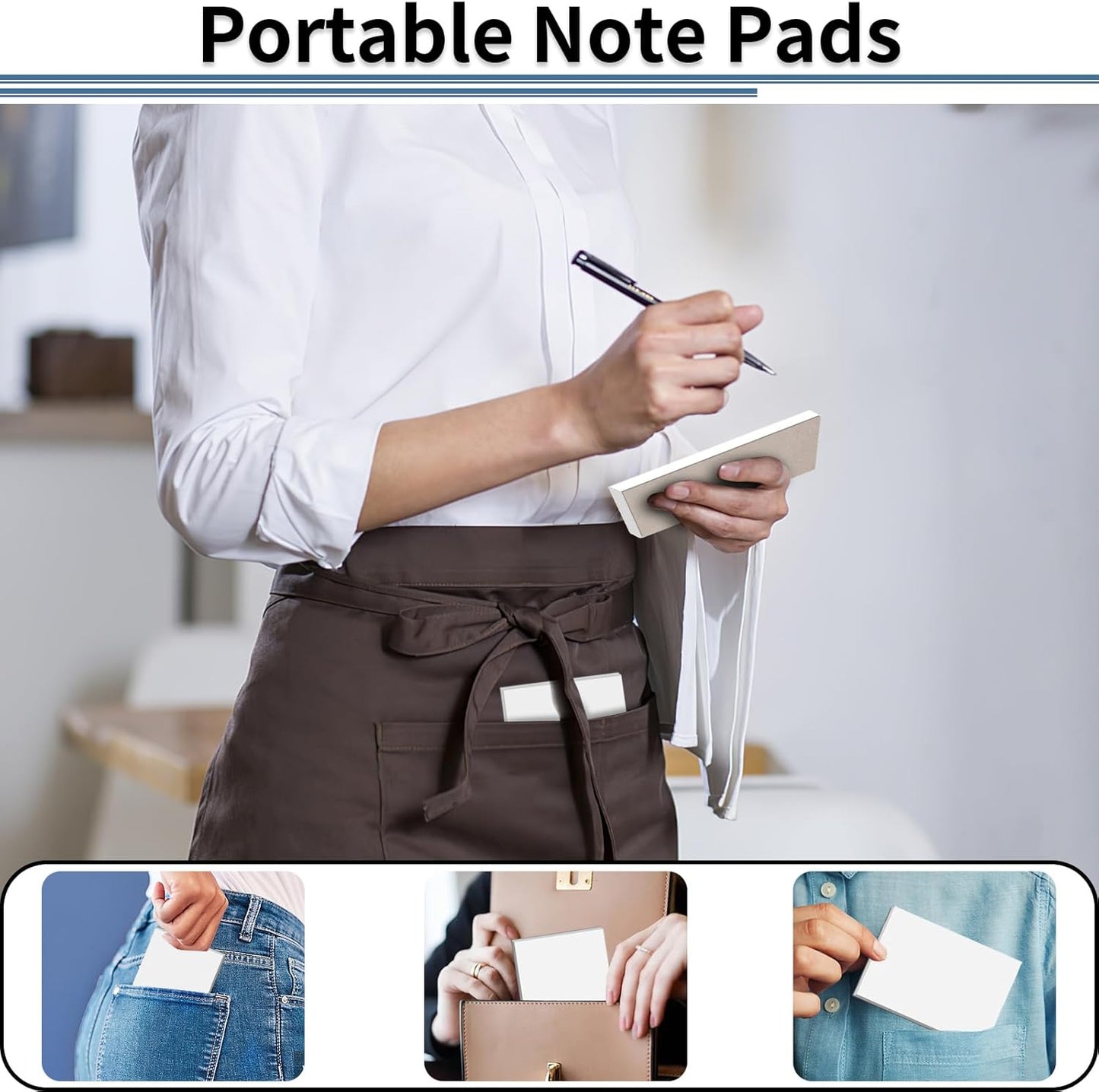 Hoiny Note Pads 3x5 In, 8 Pack Blank Notepad, White Scratch Pads for Writing, 50 Sheets Per Memo Pad for Jotting Down Quick Notes, Pads of Paper for Grocery and Shopping Lists, Small Server Notebook