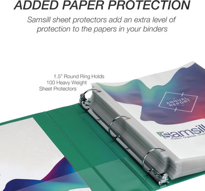 Samsill 1.5 Inch 3 Ring Binders, Economy Round Ring, Clear View Cover, 325 Sheet Capacity - for School, Home, Office - White, 4 Pack