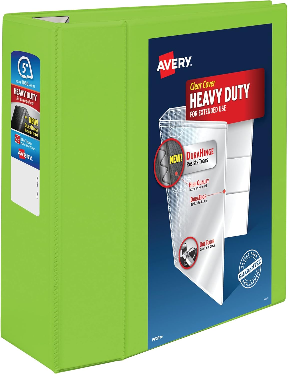 Avery Heavy-Duty View 3 Ring Binder, 5 Inch One Touch EZD Rings, 2.3/4.8 Inch Spine, 1 Chartreuse Binder (79815)