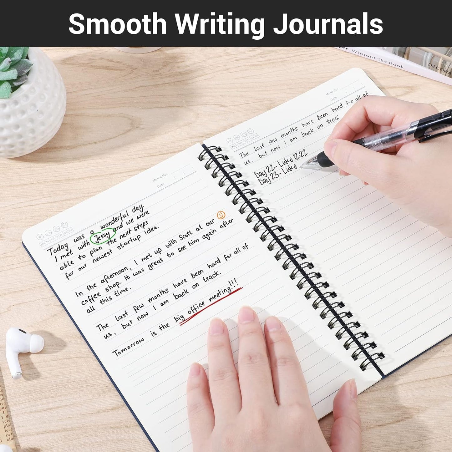 EUSOAR Spiral Notebook, A5 12packs 5.5"X8.3" 120 Pages Lined Travel Writing Notebooks Journal, Memo Notepad Sketchbook, Students College Office Business Subject Diary Ruled Book Journal-Black Cover