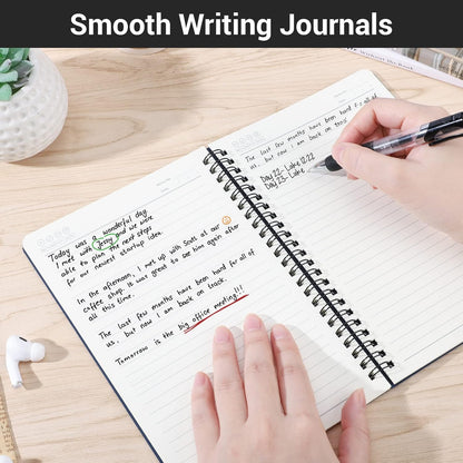 EUSOAR Spiral Notebook, A5 12packs 5.5"X8.3" 120 Pages Lined Travel Writing Notebooks Journal, Memo Notepad Sketchbook, Students College Office Business Subject Diary Ruled Book Journal-Black Cover