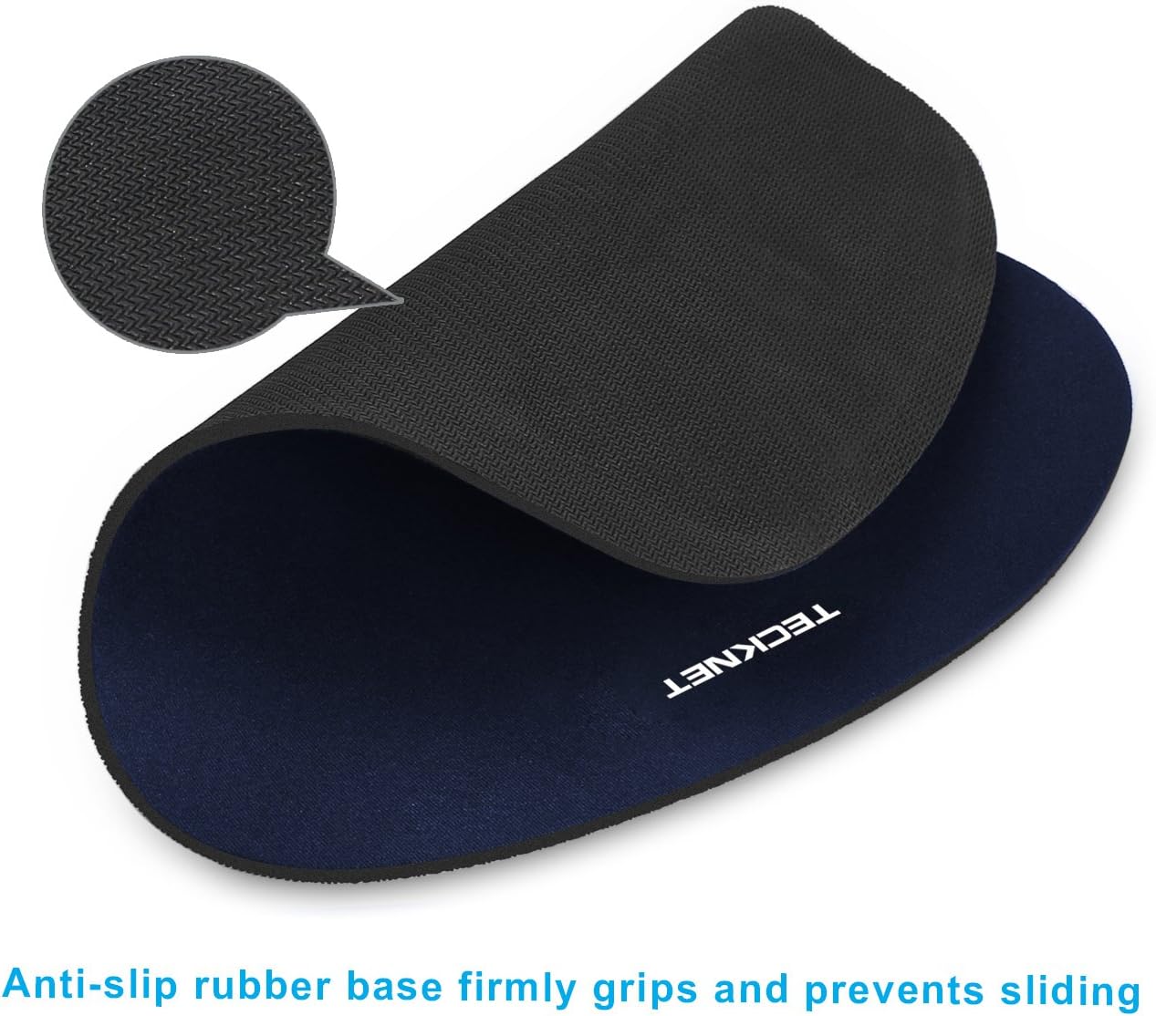 TECKNET Mouse Pad with Wrist Support, Ergonomic Gaming Mouse Pad Pain Relief, Portable Comfortable Mousepad for Computer, Laptop, Office, Home and Travel, Non-Slip Base, Waterproof Surface, Black