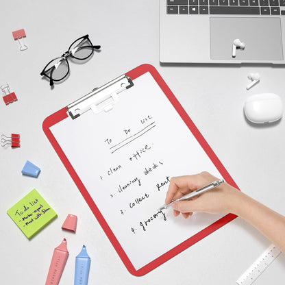 Hongri Plastic Clipboard, White 8.5x11" Clipboard, A4 Letter Size Clipboards for Nurses, Students, Office and Women, Clipboard with Pen Holder and Low Profile Clip, Size 12.5 x 9 Inch(White)