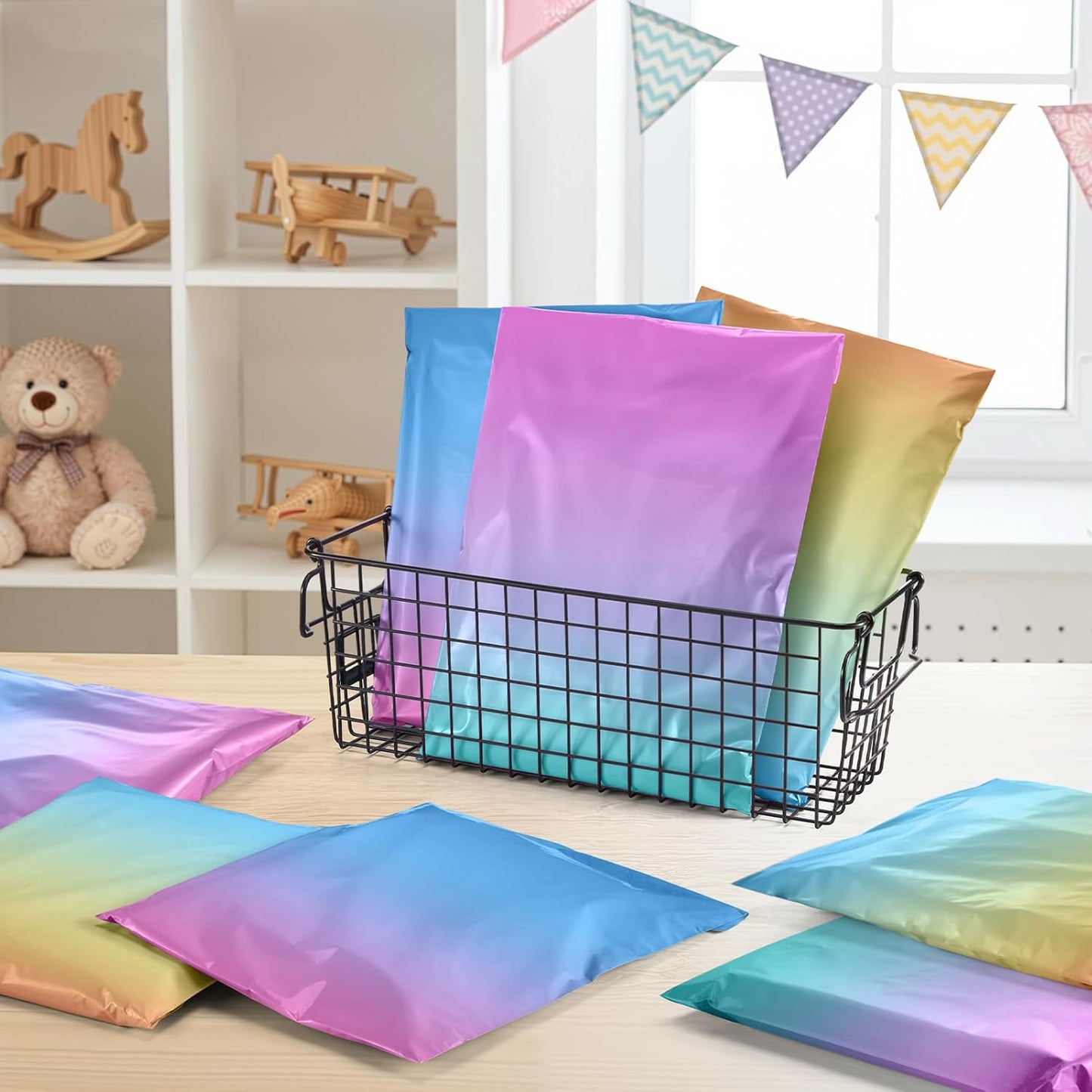 Metronic Cute Poly Mailers 10x13" 50pc Small Shipping Bags, Strong Adhesive Mailers Poly Bags for Business, Waterproof Mailing Envelopes for Packing Shipping Clothes Gifts, Gradient BluePink