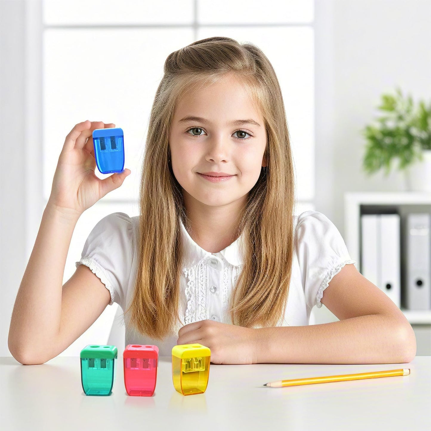 AUSTARK 4Pcs Pencil Sharpeners Manual for Kids Adults, Dual Hole Small Handheld Pencil Sharpener Bulk for Office School Home, Back to School Supplies