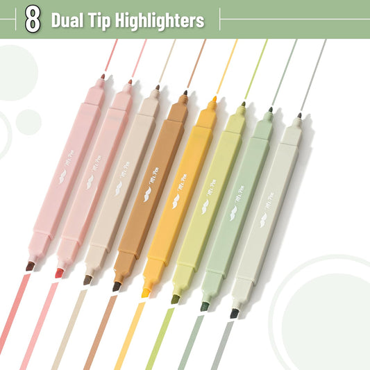 Mr. Pen- Dual Tip Aesthetic Highlighters, 12 pcs, Chisel & Fine Tip, Cute Highlighters Assorted Colors for Journaling, Highlighting, Underlining, Fast Dry, Back to School Supplies