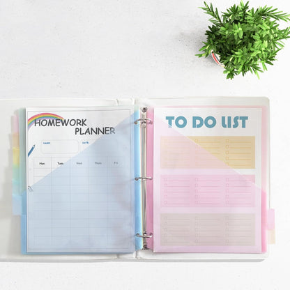 8 Count Binder Dividers with Two Pockets, 8 Tabs Binder Dividers for 3 Ring Binder Letter Size, Durable Plastic Binder Divider with Tabs, Insertable Big Tabs, 1 Set, Pastel
