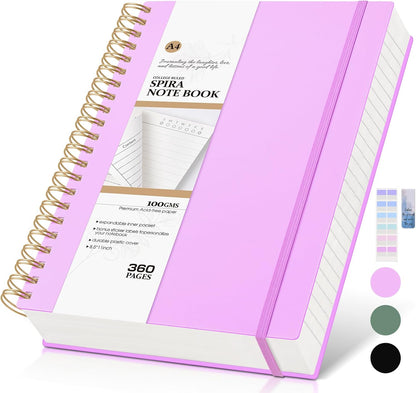MUAHLIUB Spiral Notebook Journal College Ruled, 360 Pages Lined Thick Journals for Women Men, B5 Big Notebooks with 100GSM Paper, Spiral Bound Journaling for Writing Work School Black 7.6"×10"
