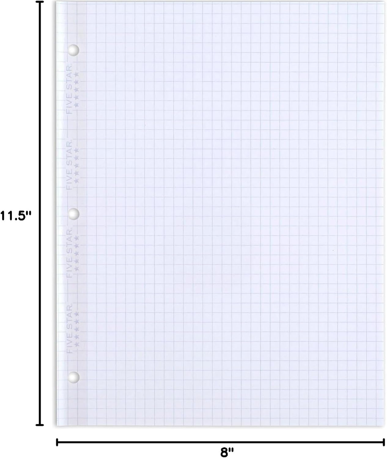 Five Star Loose Leaf Paper, Graph Ruled Insertable Notebook & Binder Filler Paper, 8-1/2" x 11", Reinforced T-Tabs, 75 Sheets (170180)