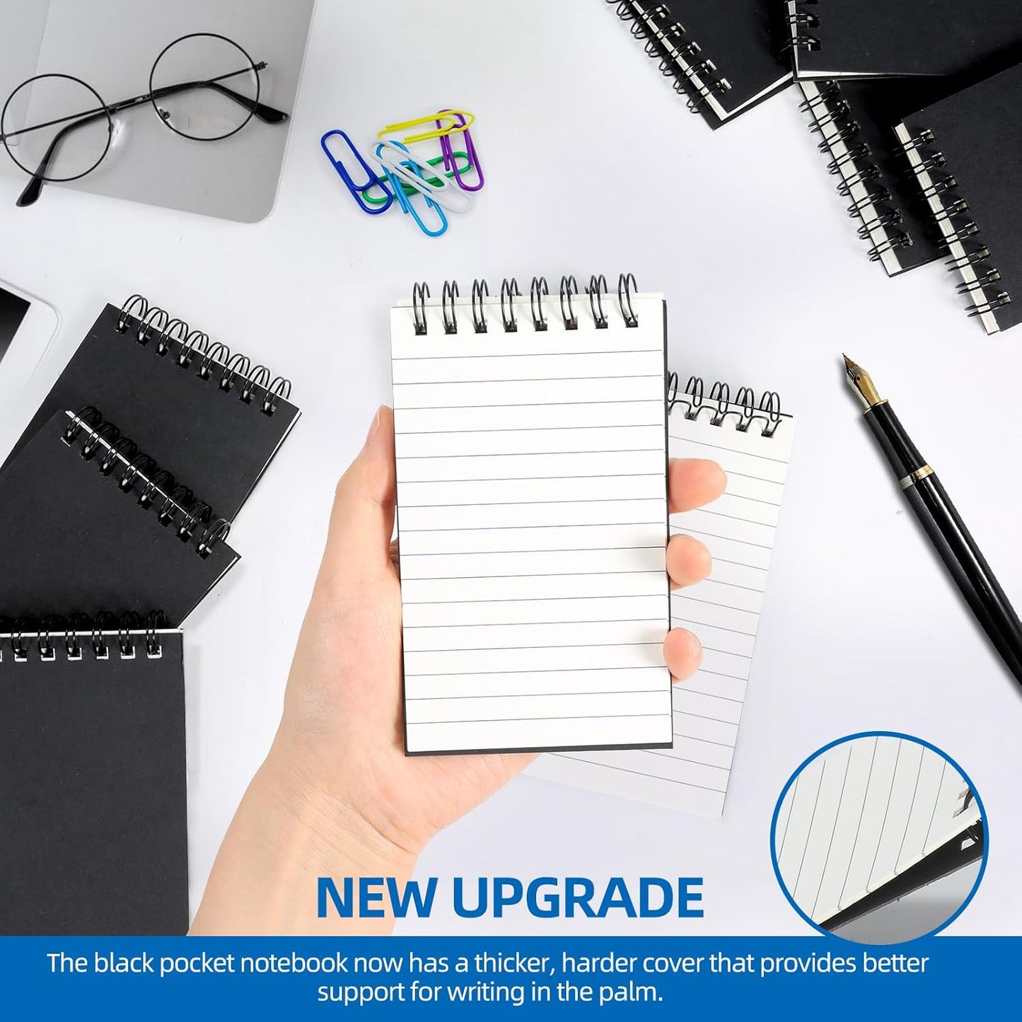 wavamawa Pocket Notebooks Set of 12, Small 3x5 Spiral Notepads, Office Style Mini Notebook, Small Notepad Pocket Size, Memo Pads for Home, College, Work or School - Lined College Ruled Paper
