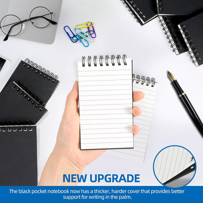 wavamawa Pocket Notebooks Set of 12, Small 3x5 Spiral Notepads, Office Style Mini Notebook, Small Notepad Pocket Size, Memo Pads for Home, College, Work or School - Lined College Ruled Paper