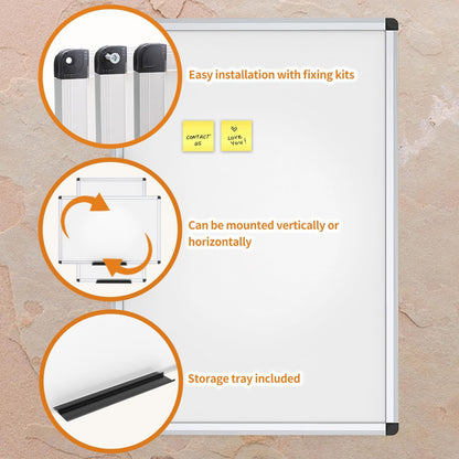 VIZ-PRO Magnetic Whiteboard/Dry Erase Board, 18 X 12 Inches, Includes 1 Eraser & 2 Markers & 4 Magnets