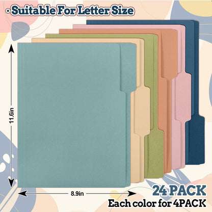 Whaline 24 Pack Dusty Blue File Folders Letter Size 6 Colors Gradient Blue File Pockets with 1/3 Cut Tab for Home Office Classroom Supplies, 8.9 x 11.6 Inch