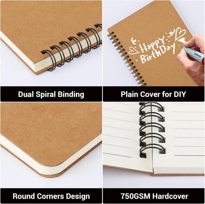 EUSOAR Spiral Notebook, A5 12packs 5.5"X8.3" 120 Pages Lined Travel Writing Notebooks Journal, Memo Notepad Sketchbook, Students College Office Business Subject Diary Ruled Book Journal-Black Cover