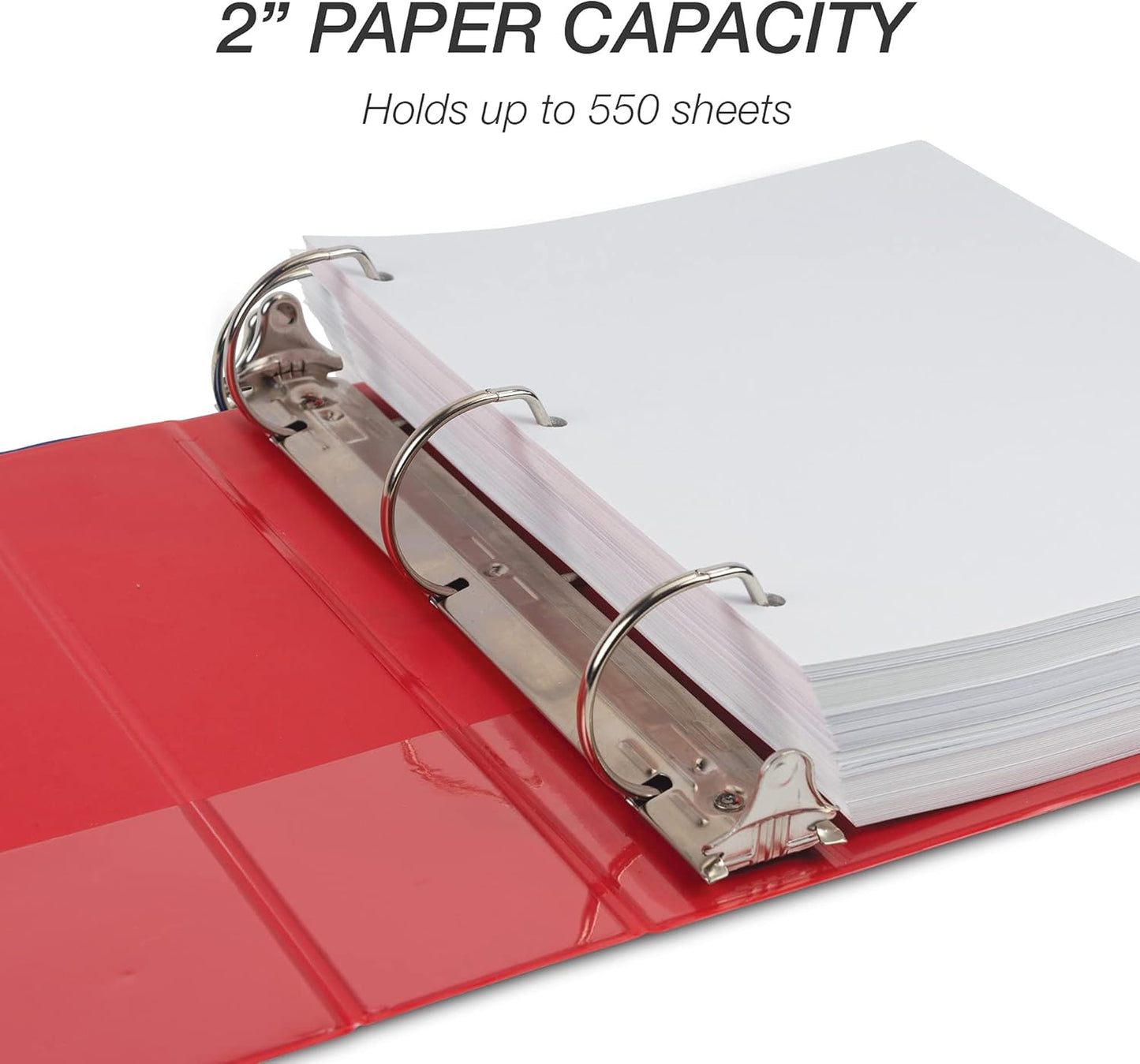 Samsill Durable 4 inch 3 Ring Binder, D Ring Binder, 100% Recycled Chipboard, Black, 2 Pack