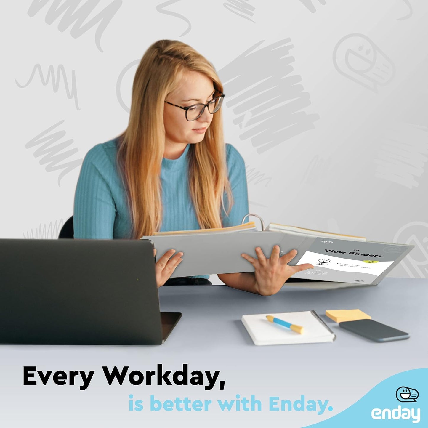 Enday 1 Inch Binder (6 Pack - Grey) 3 Ring Binder 1 inch with Clear View Cover and 2 Inside Pocket - for Letter Size 8.5 x 11'' Paper, Ideal for School Supplies, Office, and Home