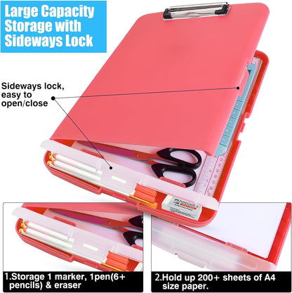Red Plastic Clipboard with Storage,TFDLCG zm High Capacity Clip Boards 8.5x11,A4 Binder Nursing Clipboard Folder Heavy Duty for Women Teachers Work,School Office