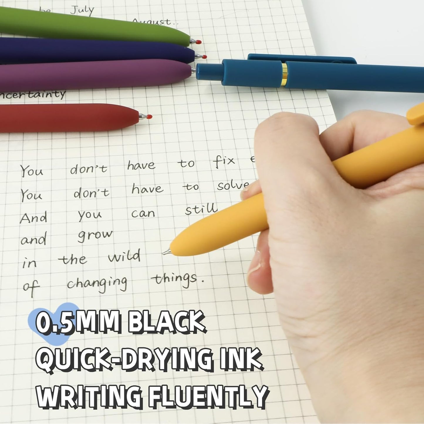 UIXJODO 6 Pcs Gel Pens 0.5mm Quick Dry Black Ink Pens Fine Point Smooth Writing Pens, Cute Office and School Supplies Gifts for Women Teacher Students (6 Pcs Ombre Gold)